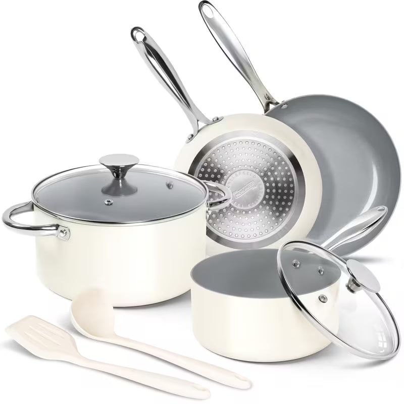 8-Piece Ceramic Nonstick Cookware Set