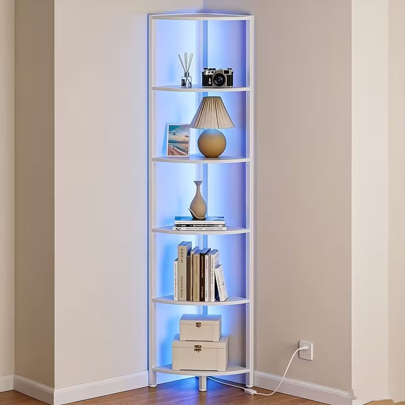 6-Tier Corner Shelf with LED Lights