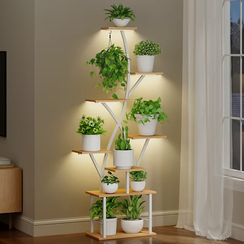 64-Inch 8-Tier Indoor Plant Stand with Grow Lights