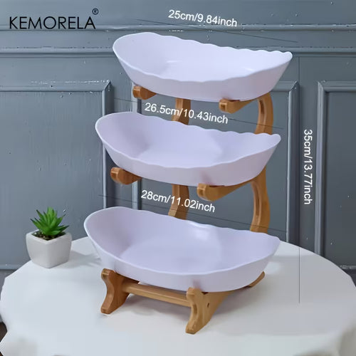 3-Tier Wooden Fruit & Vegetable Basket – Kitchen Countertop Storage Organizer