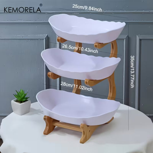 3-Tier Wooden Fruit & Vegetable Basket – Kitchen Countertop Storage Organizer