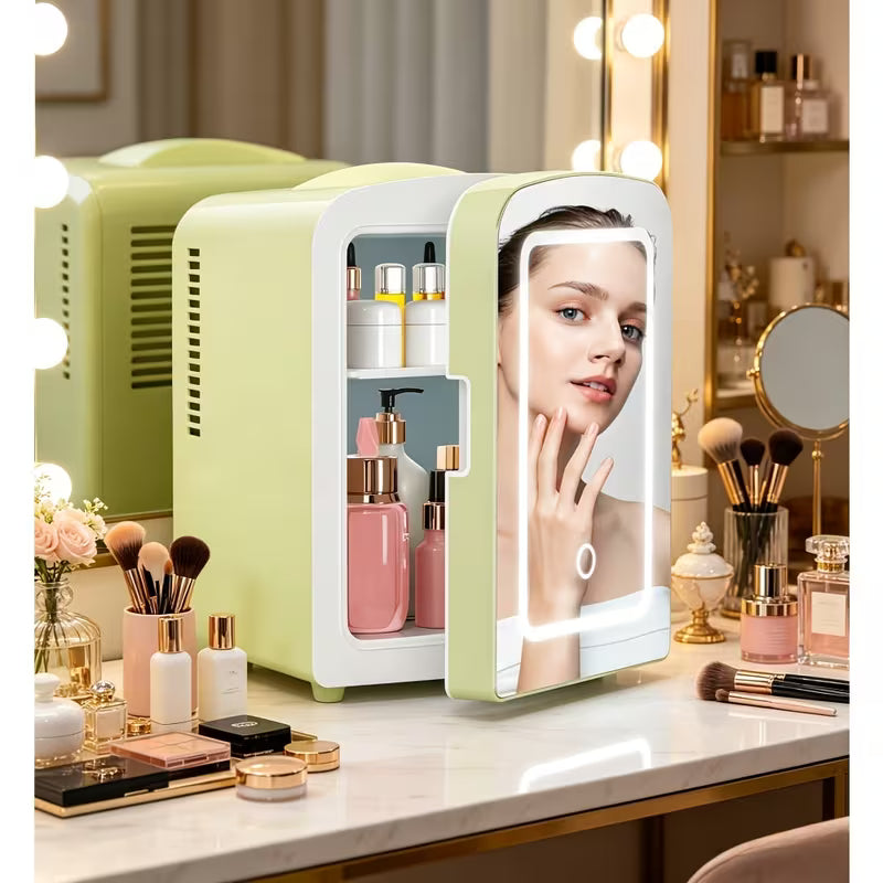 4L Skincare Mini Fridge with Dimmable LED Mirror