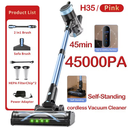 45KPa Cordless Vacuum Cleaner – 8-in-1 Self-Standing Stick Vacuum with Anti-Tangle Brush